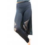 Legging en Coton Extensible Noir pour Femme - Motifs Ajourés