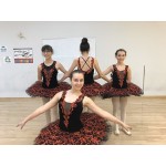 Costume de danse Ballet Tutu Platter Style Espagnol - Rouge & Noir Velours Extensible